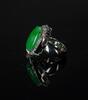 A Jadeite Mounted Diamonds And 18K White Gold Ring - 3