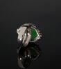 A Jadeite Mounted Diamonds And 18K White Gold Ring - 4