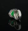 A Jadeite Mounted Diamonds And 18K White Gold Ring - 5