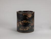 QingA Gilt-Lacquered ‘Landscape’ Large Brush Pot