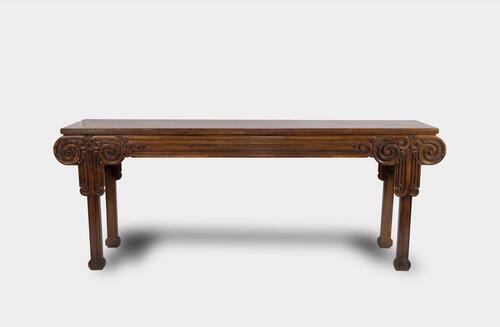 A Huanghuali And Hardwood Recessed-Leg Table