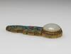 Qing - A Gilt-Bronzed Cloisonné Insert White Jade - 4