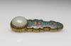 Qing - A Gilt-Bronzed Cloisonné Insert White Jade - 6