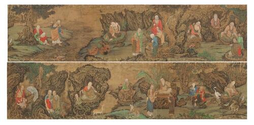 Anonymous- A Lohan Hand-scroll - Ink And Color On Silk,