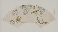 Ju Lian (1828-1904) - Ink and Color On Paper, Fan Painting. Mounted,