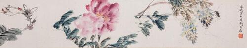 Wang Xuetao (1903-1982) - Ink And Color On Paper, Hand-Scroll. Signed And Seals.