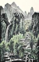 Li Keran(1907-1989) Landscape- Ink And Color On Paper, Hanging Scroll. Signed And Seals.