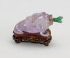 Qing-Amethyst Carved ‘Liu Hai and Toad’ Snuff Bottle, With Wood Stand - 2