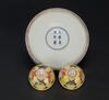 A Wucai ‘Dragon And Phoenix ‘Cover Box and A Pair Yellow Ground Butterfly’s Cups(3 Piece) - 3