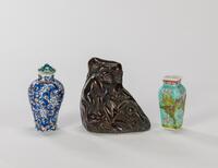 Late Qing/Republic-A Gilt Painted Snuff Bottle, A Turquoise Ground Famille-Glazed Vase, A Black Glazed Water dropper