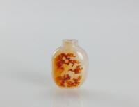 Qing - An Agate Carved ‘Pine, Deer And Crane,’ Snuff Bottle