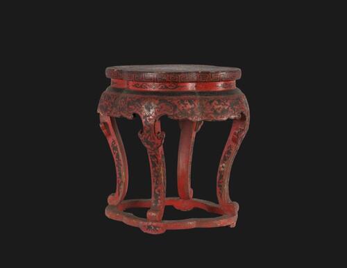 Late Qing-A Flower Shape Painted Lacquer Stood