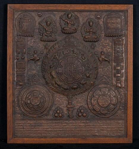 Qing - A Copper Twelve Zodiac Buddhism Plaque With Wood Framed