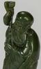 A Spinach Jade Carved Shou Statue - 2