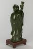 A Spinach Jade Carved Shou Statue - 3