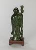 A Spinach Jade Carved Shou Statue - 4