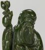 A Spinach Jade Carved Shou Statue - 7