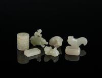 Qing - A Group Of Seven White Jade