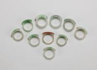 Late Qing/Republic - A Group Of Ten Jadeite Rings