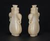 A Pair Of White Jade Carved Vases With Cover - 2