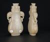 A Pair Of White Jade Carved Vases With Cover - 3