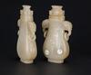 A Pair Of White Jade Carved Vases With Cover - 4