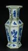 Qing-A Beautiful Celadon-Glazed Ground With Blue And White &#8216;Landscape, Flowers&#8217; Hexagonal Vase - 2