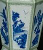 Qing-A Beautiful Celadon-Glazed Ground With Blue And White &#8216;Landscape, Flowers&#8217; Hexagonal Vase - 3