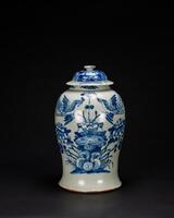 QingA Blue And White &#8216;Two Phoenix&#8217; Cover Jug