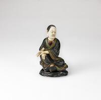 Qing-A Soapstone Carved Guanyin With Wood Stand