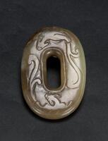 A Yellowish Jade Carved &#8216;Two Chilong&#8217; Pendant