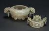 QingA Jadeite Carved &#8216;Chrysanthemum&#8217; Double Handle Censer - 5