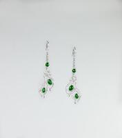 A Top Quality Emerald Green Jadeite Designer Earing