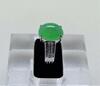 An Icy Apple Green Jadeite Cabochon Diamond Ring - 2