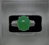 An Icy Apple Green Jadeite Cabochon Diamond Ring - 3