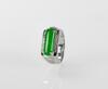 A Bright Green Jadeite Ring Mounted With Diamond And 18K White Gold - 2