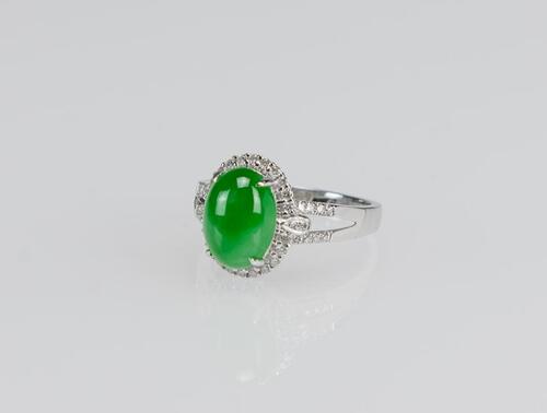 A Bright Apple Green Jadeite Ring