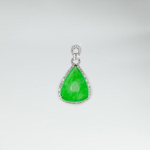 An Icy Traslucent Sweet Bright Green Jadeite Pendant