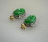 A Beautiful Carved Bright Green Jadeite Designer Earing - 3