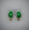 A Beautiful Carved Bright Green Jadeite Designer Earing - 4