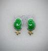 A Beautiful Carved Bright Green Jadeite Designer Earing - 5