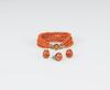 Late Qing-A Set Of Coral, Bracelet, Ear Rings and Ring - 4