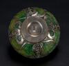 Qing-A Greenish Jade Bowl Insert Silver Holder With Engraved Guanyin - 11