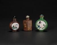 Early 20th Century- Group Of Three Zisha Snuff Bottle