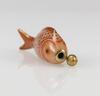 A Gilt-Iron Red Glazed Koi Snuff Bottle - 15