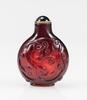 A Red Glass Carved Chilong Snuff Bottle - 7