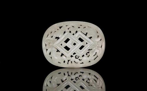 Qing-A White Jade Carved Fu,Lu,Shou Pendant