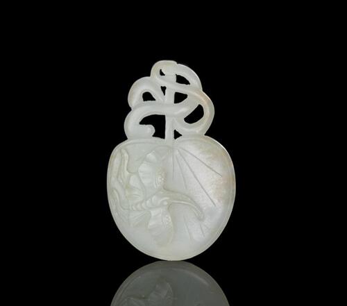 Qing-A Russet White Jade Carved Butterfly Pendant