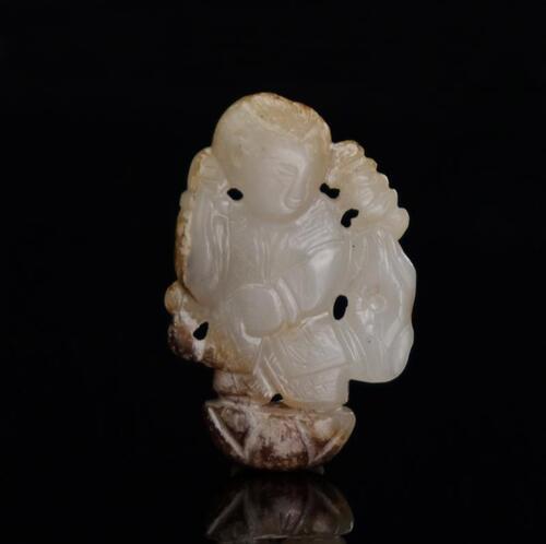 Ming- A Russet White Jade And Lotus