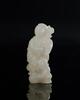 Qing-A Fine White Jade Carved Mother And Boy Holding Ru Yi - 2